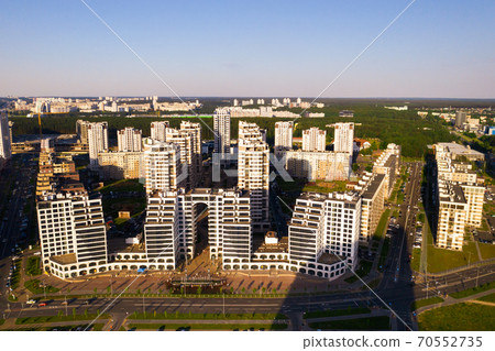 View from the height of the new district in the city of Minsk.Architecture of the city of Minsk.A new area of the lighthouse.Belarus View from the height of the new district in the city of Minsk.Architecture of the city of Minsk.A new area of the lighthouse.Belarus 70552735