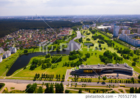 aerial photography from above of a large number of residential buildings in the Eastern district of Minsk.District of Minsk Svisloch river.Belarus aerial photography from above of a large number of residential buildings in the Eastern district of Minsk.District of Minsk Svisloch river.Belarus 70552736