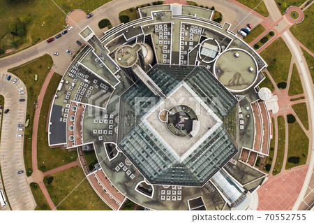 Top view of the National library in Minsk-the capital of the Republic of Belarus, a public building Top view of the National library in Minsk-the capital of the Republic of Belarus, a public building 70552755