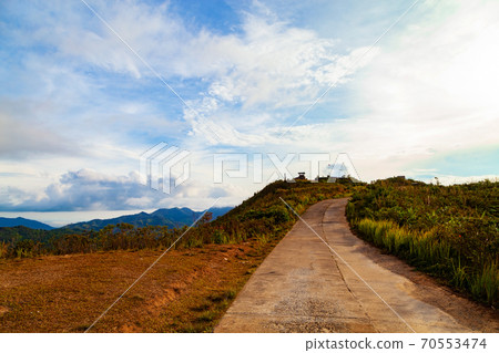 Mountain hill viewpoint scenic landmark at Ban I-Tong, Pilok, Thong Pha Phum. Kanchanaburi, Thailand. beautiful scenery for background. Mountain hill viewpoint scenic landmark at Ban I-Tong, Pilok, Thong Pha Phum. Kanchanaburi, Thailand. beautiful scenery for background. 70553474