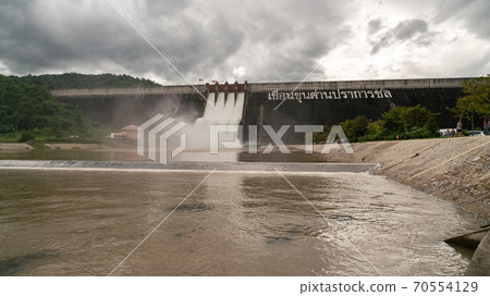Nakhon Nayok Thailand - October 10,2020  Waterway Gate of Khun Dan Prakarn Chon Dam in Nakhon Nayok Thailand. 70554129