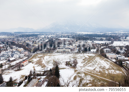 Southern Salzburg Skyline.  The winter view from the summit of Festungsberg across the southern Salzburg skyline in Austria. 70556055