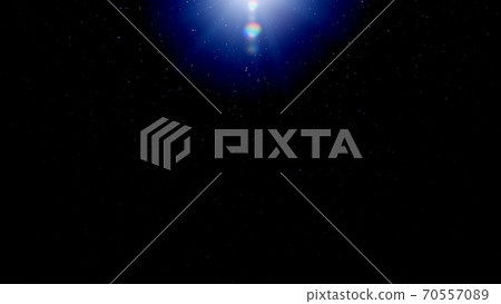 White particles illuminated by blue light from above, lens flare 70557089