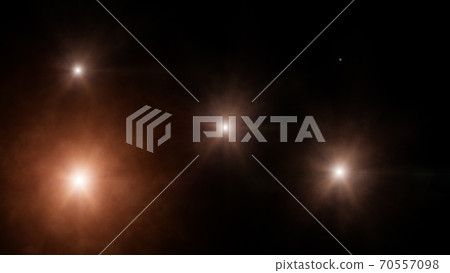 Flashes of light or lens flare with smoke. 3d illustration 70557098