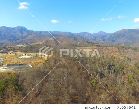 Koshu / Winter withered mountains-Aerial photography with a drone (near Hottarakashi Onsen / Yamanashi City, Yamanashi Prefecture) Koshu / Winter withered mountains-Aerial photography with a drone (near Hottarakashi Onsen / Yamanashi City, Yamanashi Prefecture) 70557641