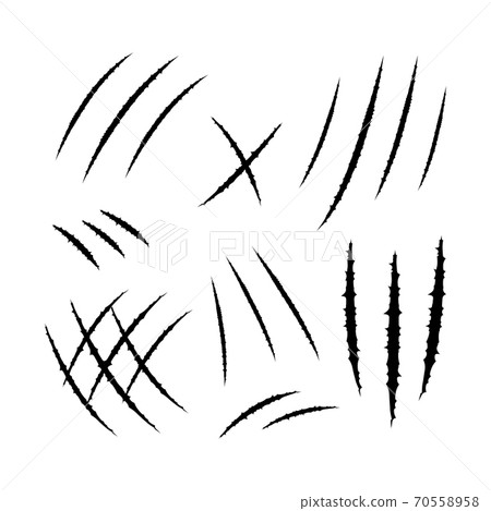 Claw scratches silhouette set vector illustration 70558958