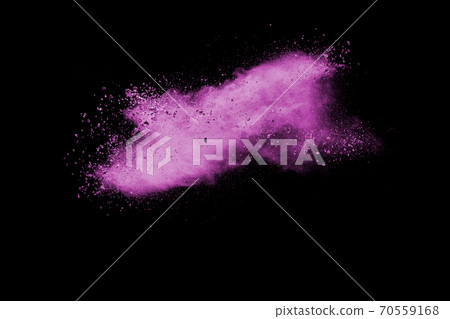 Pink dust particles splash on black background.Pink powder splash. Pink dust particles splash on black background.Pink powder splash. 70559168