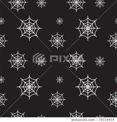White cobweb texture vector illustration on black color background. Seamles pattern design template. White cobweb texture vector illustration on black color background. Seamles pattern design template. 70559454