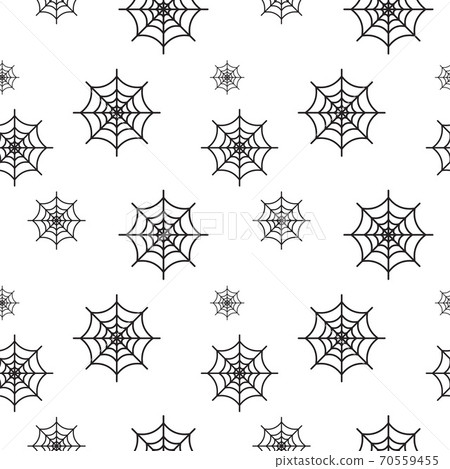 Black spider web texture vector illustration on white color background. Seamles pattern design template. 70559455