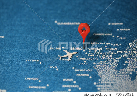 travel painted map with the plane,  china 70559851