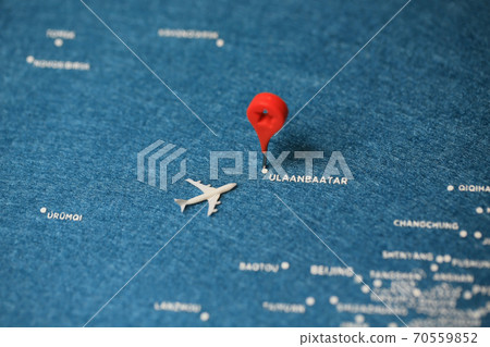 plane on map in mongolia 70559852