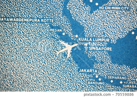travel painted map with the plane 70559886