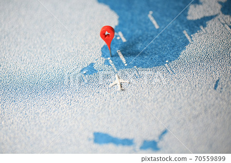 travel painted map with the plane 70559899