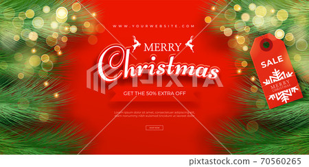 Realistic Christmas Sale Banner Template. Christmas Frame Realistic Christmas Sale Banner Template. Christmas Frame 70560265