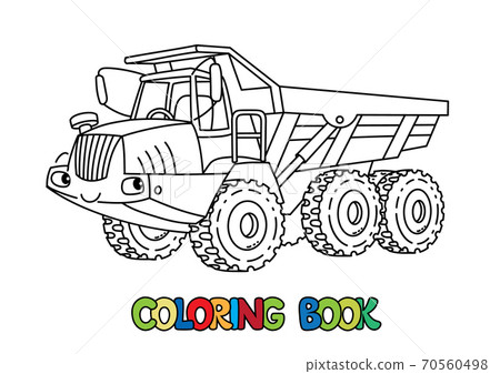Articulated dump truck car with eyes coloring book 70560498