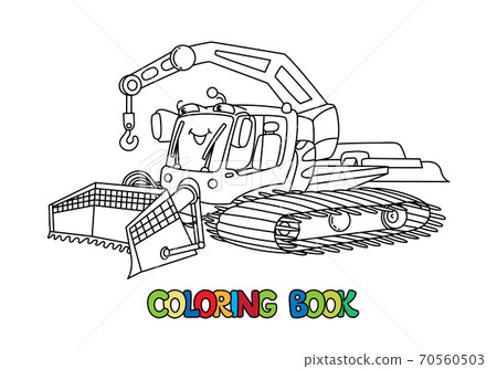 Funny Snowcat car with eyes. Coloring book Funny Snowcat car with eyes. Coloring book 70560503