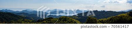 Panorama view of Matsunaga Bay seen from the top of the mountain in Fukuyama City Panorama view of Matsunaga Bay seen from the top of the mountain in Fukuyama City 70561417