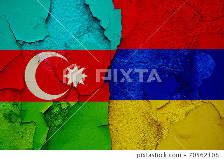 Political relations between Armenia and Azerbaijan flags 70562108
