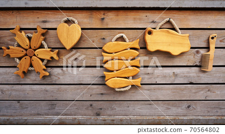 Handicraft wooden souvenirs. Handicraft wooden souvenirs. 70564802