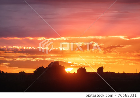 Silhouette of a Kiev city at beautiful sunset. Buildings Silhouette of a Kiev city at beautiful sunset. Buildings 70565331