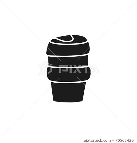 reusable coffee cup doodle icon, vector color 70565426