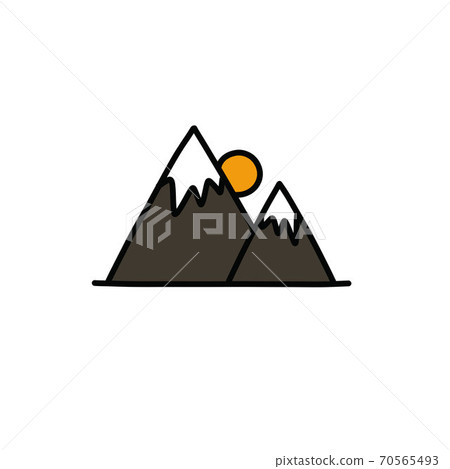 mountains doodle icon, vector color line mountains doodle icon, vector color line 70565493