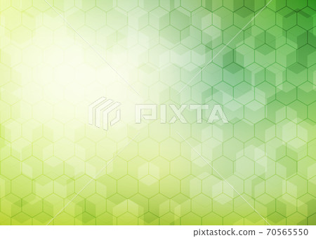 Abstract geometric hexagon pattern on green background with lighting 70565550