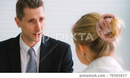 Job seeker in job interview meeting with manager Job seeker in job interview meeting with manager 70565657