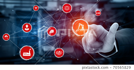 Industry 4.0 technology concept - Smart factory for fourth industrial revolution Industry 4.0 technology concept - Smart factory for fourth industrial revolution 70565829