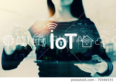 IoT theme with businesswoman 70566435