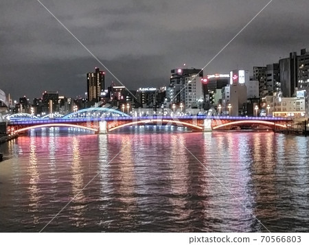 Beautiful illumination night view of Azumabashi on the Sumida River Beautiful illumination night view of Azumabashi on the Sumida River 70566803