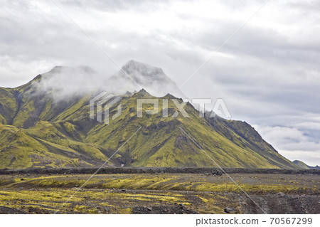 Mountain misty landscape in Iceland 70567299