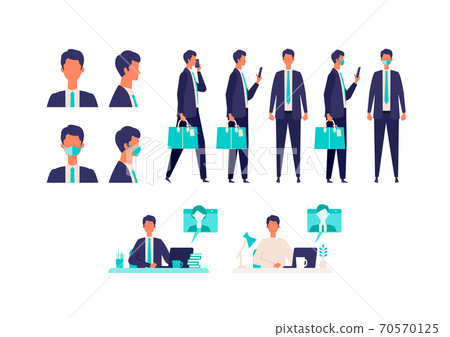 Illustrations of various business scenes in the office and businessmen 70570125