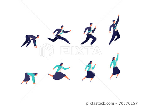 Illustrations of dynamic male and female businessmen 70570157