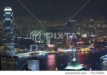 29 Sept 2007 Close up of the office building at night , hong kong 70570694