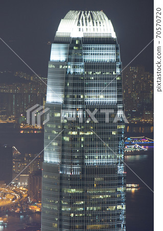 29 Sept 2007 Close up of the office building at night , hong kong 70570720