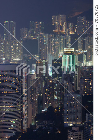 29 Sept 2007 Close up of the office building at night , hong kong 70570725