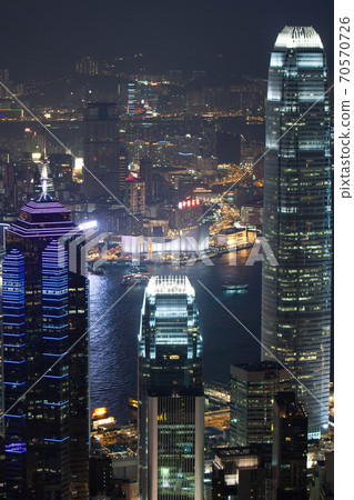 29 Sept 2007 Close up of the office building at night , hong kong 70570726