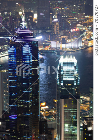 29 Sept 2007 Close up of the office building at night , hong kong 70570727