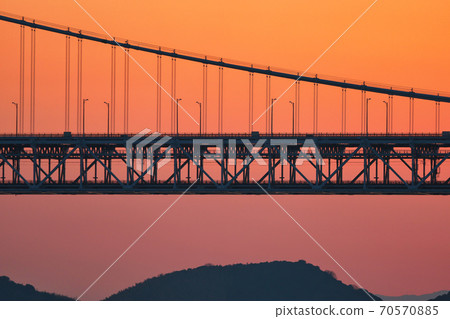 《Okayama Prefecture》 Evening view of the Seto Inland Sea from Kusumi nose 70570885