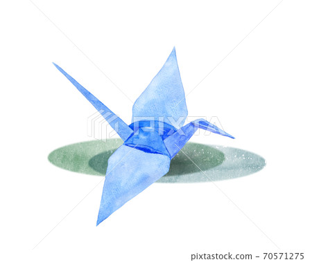 藍色折疊鶴水彩畫 70571275