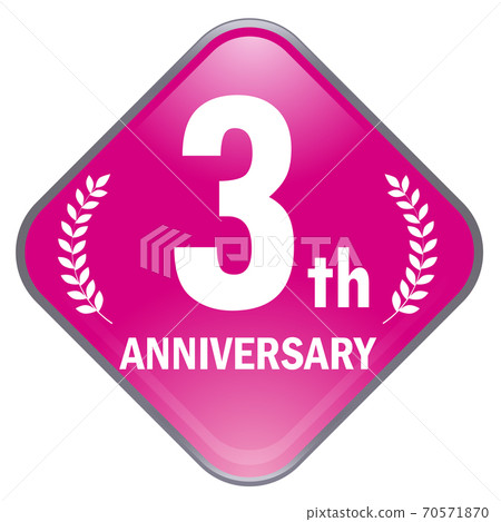 Anniversary square icon with a glossy three-dimensional effect | 3rd anniversary button Anniversary i Anniversary square icon with a glossy three-dimensional effect | 3rd anniversary button Anniversary i 70571870