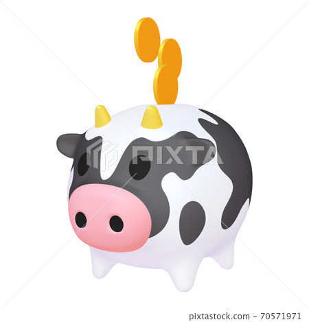 錢插圖材料牛存錢罐和硬幣（1_1） 70571971