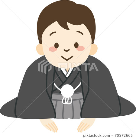A man in a kimono bowing (facing the front) 70572665