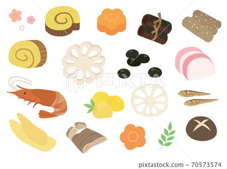 Illustration set of New Year dishes Illustration set of New Year dishes 70573574