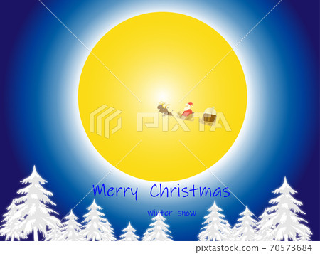 Christmas Santa in the snow yellow moon version 70573684