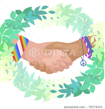 Vector flat illustration of shaking hands in... - Stock Illustration  [70574453] - PIXTA