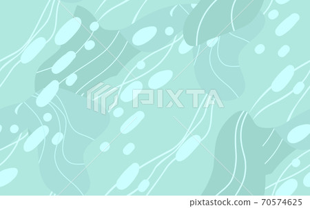 Abstract turquoise modern seamless pattern with color blobs and wavy lines and dots. Flat vector background Abstract turquoise modern seamless pattern with color blobs and wavy lines and dots. Flat vector background 70574625