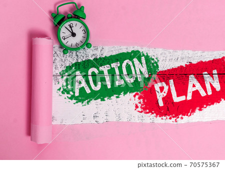 Conceptual hand writing showing Action Plan 70575367