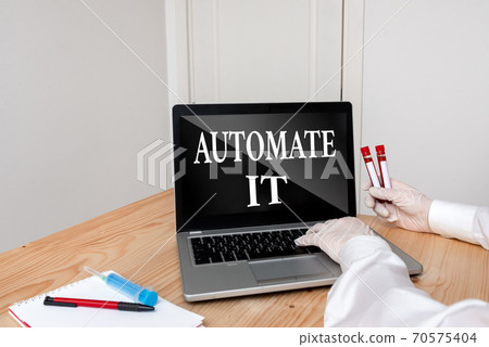 Writing note showing Automate It. Business photo Writing note showing Automate It. Business photo 70575404